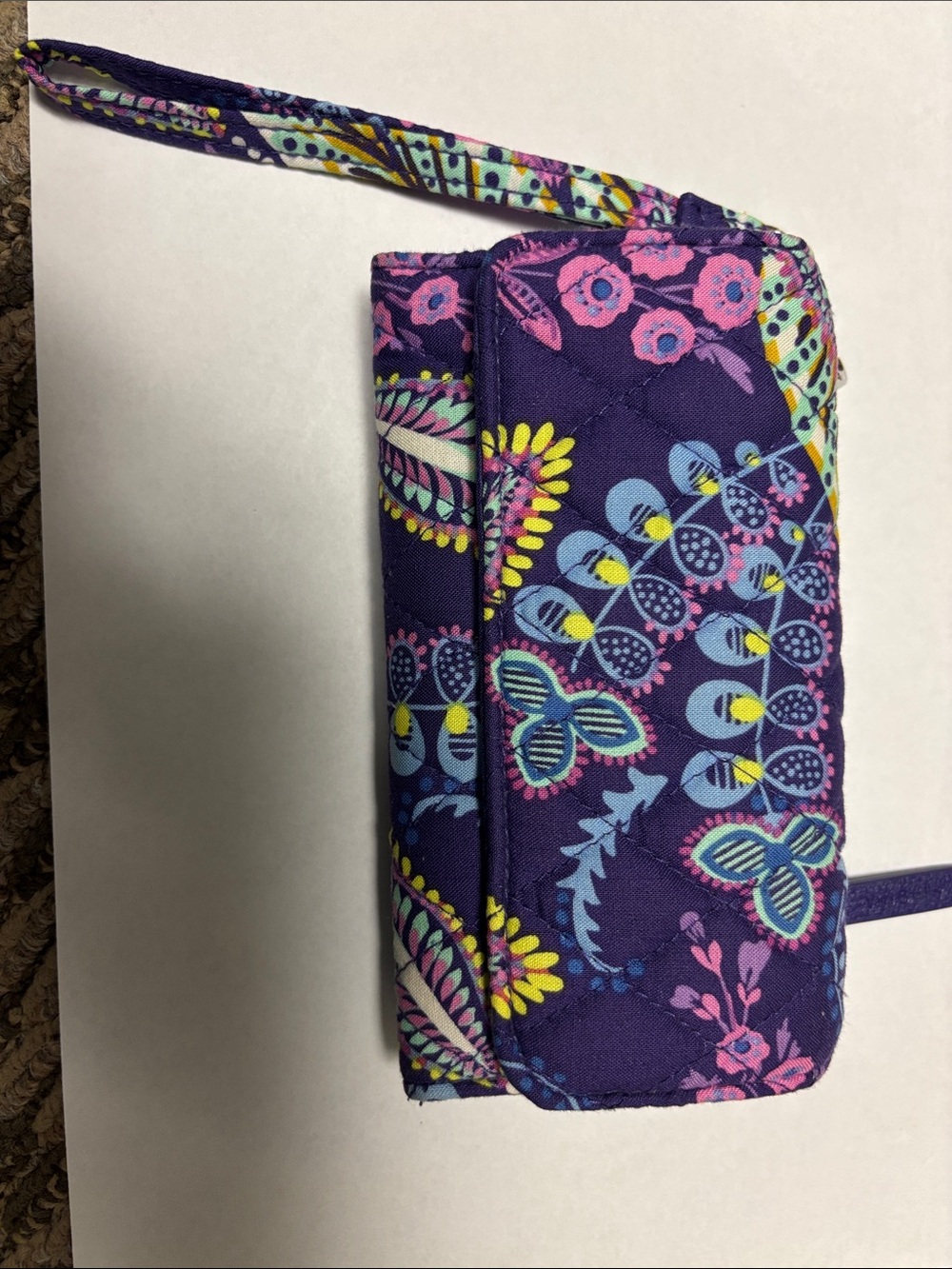 Vera Bradley Purple Floral Quilted Wristlet Wallet